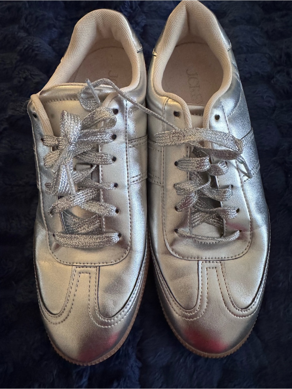 J. Crew Silver Metallic Women's Lace-Up Sneakers